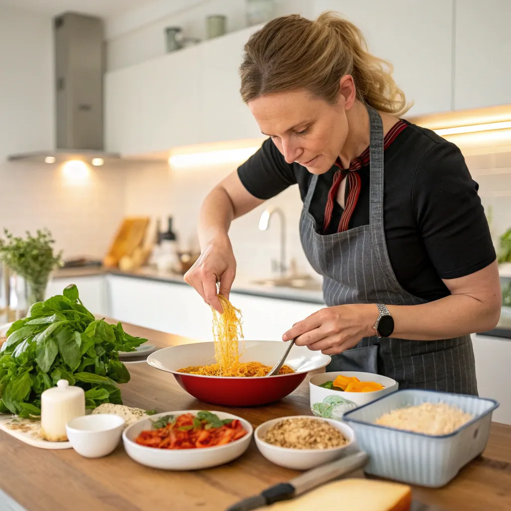 Emma Wallace Cooking Italian Dish